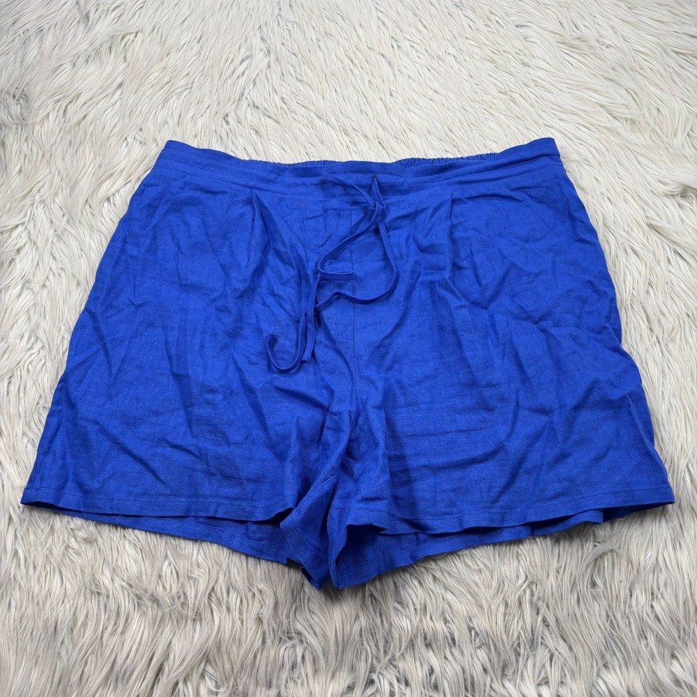 Vince‎ Camuto Women's L Blue Linen Blend Pull on Shorts Resort Vacation Beach